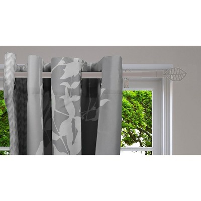 Taupe Adjustable Single Window Curtain Rod Set with Leaf Finials