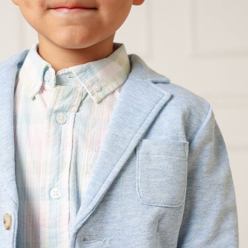 Hope & Henry Boys' Organic Long Sleeve Seersucker Button Down Shirt, Kids, 4 of 8