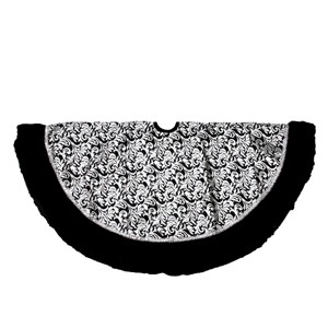 Northlight 48" Black and Silver Flourish Christmas Tree Skirt with Velveteen Trim - 1 of 1