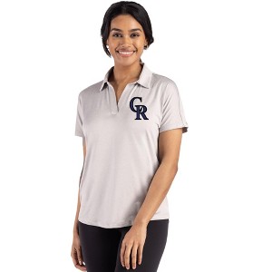 Colorado Rockies Cutter & Buck Coastline Epic Comfort Recycled Womens Dolman Polo - Concrete - Medium - 1 of 1