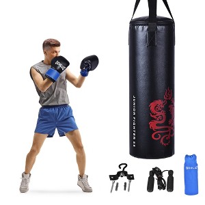 Costway 40Lbs Filled Punching Boxing Suit w/Sandbag Gloves Rucksack Hook Jump Rope - 1 of 4