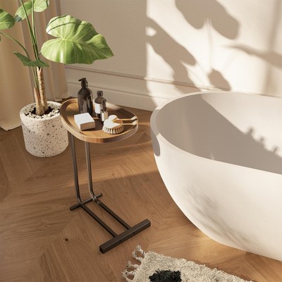 HDZNVF C Shaped Side Table, C Table End Table for Sofa and Bedside, Brown