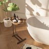 C-Shaped Coffee Table End Table Cocktail Table Sofa Side Table with Metal Frame, White/Brown+Black - ModernLuxe - 4 of 4
