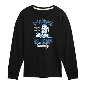 Boys' - Peanuts - Peanuts Sleep Society Long Sleeve Graphic T-Shirt - 1 of 4