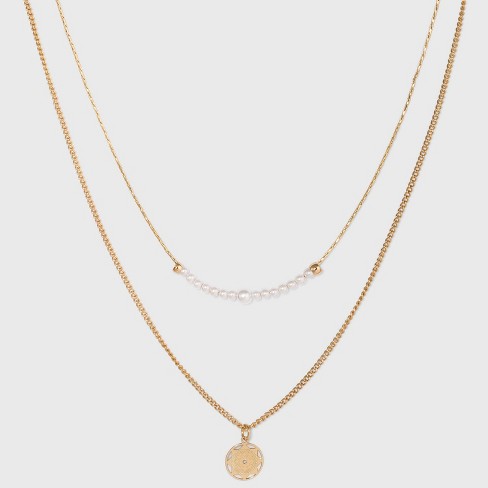 3 Layer Necklace, Layered Necklace Set, Gold Disc Necklace, Gold