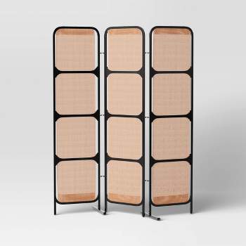 6' Modern 3-Panel Patio Decorative Screen Black - Threshold™