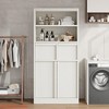 Bathroom Tall Bathroom Cabinet, Floor Storage Cabinet w/ Doors & 2 Drawers, 51" H Tall Organizer Cabinet Freestanding - 3 of 4