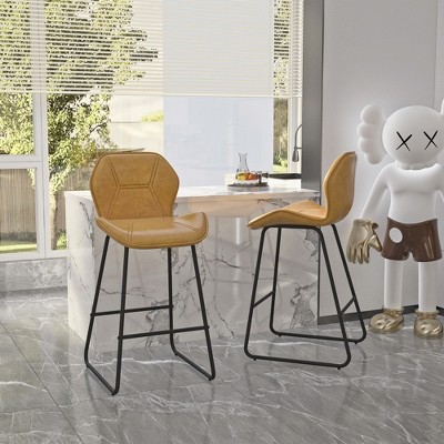 BENCMATE Counter and Bar Stools, Modern Counter Stool with  Ergonomic Backrest, Tall Stools for Kitchens, Bar, Home, Yellow, 18.5"*19.1"*36.02"