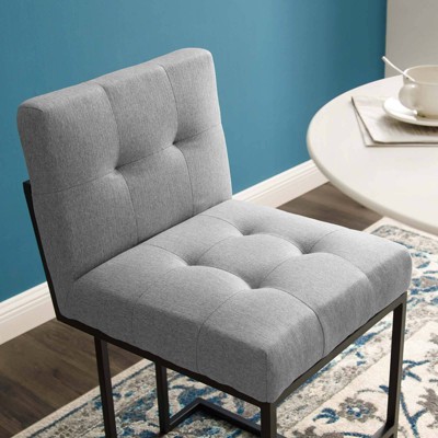 Privy Black Stainless Steel Light Gray Upholstered Counter Stool