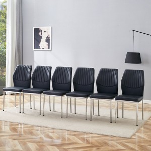 Kumasinova 19"H High Resilience Dining Chairs Set of 4/6,Modern Minimalist PU Leather Kitchen Side Chairs with Metal Legs for Dining Room - 1 of 4
