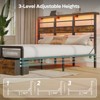 Pinmoco Platform Bed Frame with Adjustable LED Storage Headboard 2 Drawers & Charging Station Metal Bed - 3 of 4