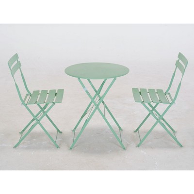 DOMETOUR 3 Piece Premium Steel Patio Bistro Set, Outdoor Furniture Sets Folding Table and Chairs, Portable Patio Set