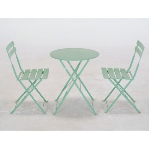 DOMETOUR 3 Piece Premium Steel Patio Bistro Set, Outdoor Furniture Sets Folding Table and Chairs, Portable Patio Set - 1 of 4