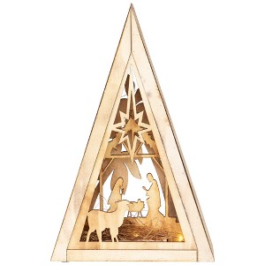 Northlight LED Lighted Holy Family Wooden Christmas Nativity Scene - 12" - 1 of 4
