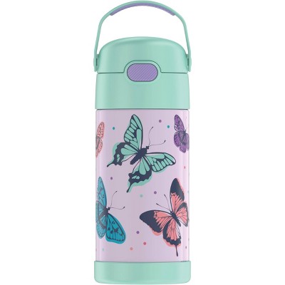 Image of Thermos Kids' 12oz Stainless Steel FUNtainer Water Bottle with Bail Handle - Green Butterfly Frenzy