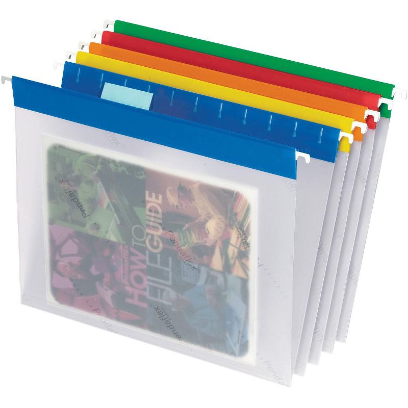 Pendaflex EasyView Poly Hanging File Folder, Letter Size, 1/5 Cut Tabs, Assorted Colors, Pack of 25, 2 of 3