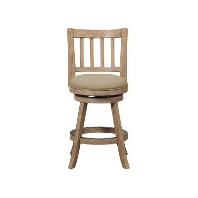Driftwood Gray Swivel Counter Stool with Oatmeal Linen Cushion