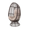 Patio Wicker Swivel Egg Chair With Water Resistant Cushion,Outdoor Egg Chair With Iron Frame,PE Rattan Woven Lounge Egg Chair-Coolbibila - 3 of 4