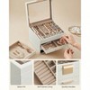 Jewelry Box Organizer, 4 - Layer, 3 Drawers, Glass Lid, Modern, 8x9.1x6.5 Inches, Cloud White Gold - 4 of 4
