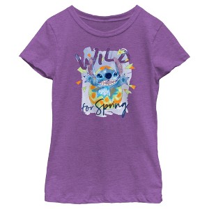 Girl's Lilo & Stitch Easter Stitch Wild for Spring Egg T-Shirt - 1 of 4