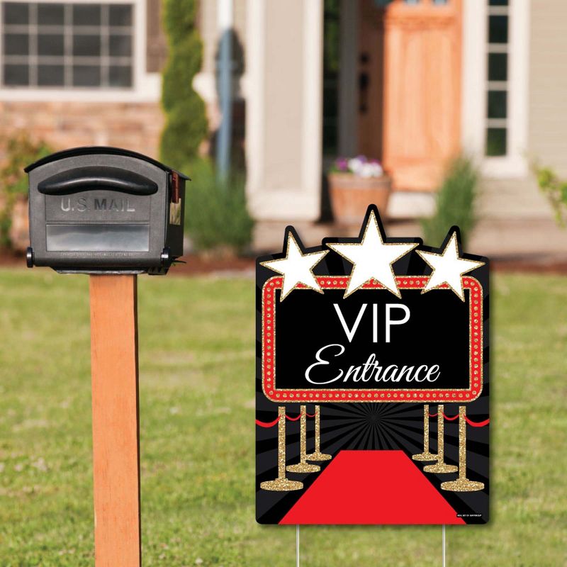 Big Dot of Happiness Red Carpet Hollywood - Party Decorations - Movie Night Party Welcome Yard Sign, 2 of 9