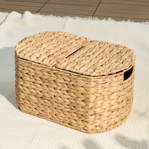 Gulches Water Hyacinth Woven Brown Oval Kitchen and Picnic Basket - 1 of 4