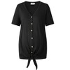 Coolmee Women Summer Maternity Loose Blouse Short Sleeve V Neck Button Down T Shirts Tie Front Knot Casual Tops - 2 of 4