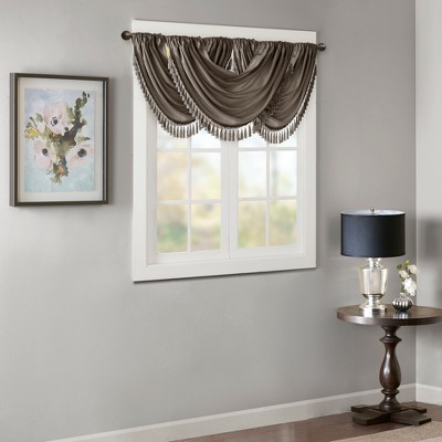 46"x38" Gail Faux Silk Waterfall Embellished Valance