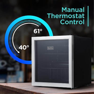 BLACK+DECKER 1.7 Cu. Ft. Beverage Cooler with Double Pane Glass Door, Drink Fridge & Beverage Refrigerator with 63-Can Capacity