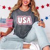 Simply Sage Market Women's USA Outline Short Sleeve Garment Dyed Tee - 2 of 3