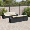 vidaXL Patio Sofa Set with Cushions Outdoor Furniture 9 Piece Poly Rattan - Black and Cream - 2 of 4