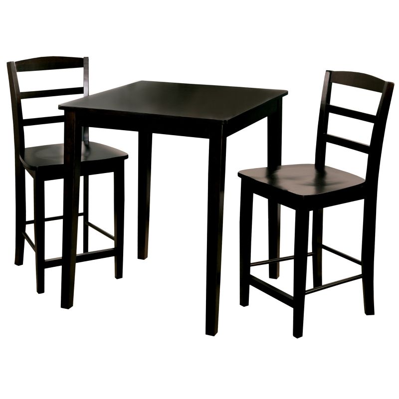 Set of 3 30&#34; Square Counter Height Table with 2 Madrid Dining Sets Black - International Concepts, 1 of 9
