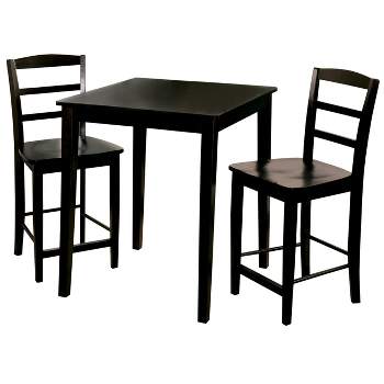 Set of 3 30" Square Counter Height Table with 2 Madrid Dining Sets Black - International Concepts