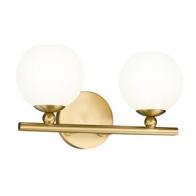 Neoma Modern Gold 2-Light Vanity with Opal Glass Shades