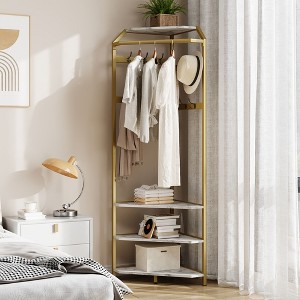 Corner Coat Rack, Freestanding Hall Tree with Shoe Bench, Entryway Coat Rack with 3-Tier Storage Shelves and 12 Hooks, for Home, Bedroom, Living Room - 1 of 4