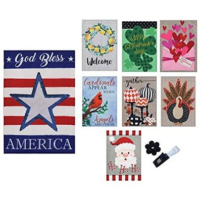 Seasonal Burlap Flag Set of 8