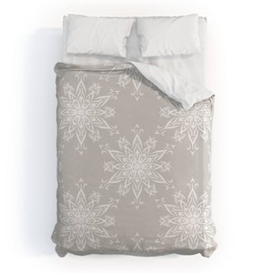 Queen Lisa Argyropoulos La Boho Snow Polyester Duvet Cover + Pillow Shams Beige - Deny Designs: 300 Thread Count, Abstract Pattern, Machine Washable - 1 of 4