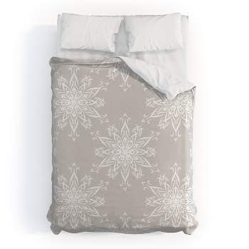 Queen Lisa Argyropoulos La Boho Snow Polyester Duvet Cover + Pillow Shams Beige - Deny Designs