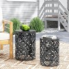 CAVINAS Set of 2 Round Iron Outdoor Accent Table, Modern Round Outdoor Coffee Table for Garden, Courtyard - 2 of 4