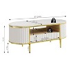 Modern Luxury Fluted Coffee Table with Faux Marble Top Oval Wood Coffee Table with Drawer,Center Table with Gold Frame  for Living Room,Office - 2 of 4