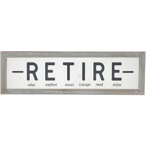 Pavilion Gift Company - Retire - 10" x 3" Wood Framed Glass Plaque - Wall Sign Panels - 1 of 4