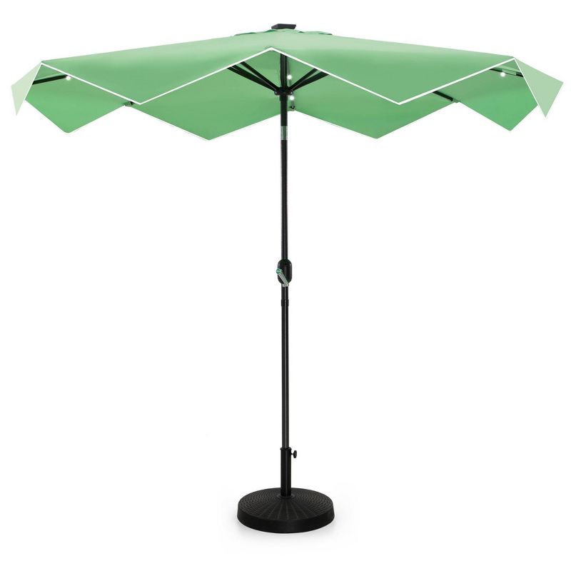 Captiva Designs 9ft Fringed Elegant Valance Crank Tilt with Lit Patio Market Umbrella Green, 3 of 9