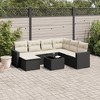 vidaXL 8 Piece Patio Sofa Set with Cushions Black Poly Rattan - Black and Cream With Table - 2 of 4