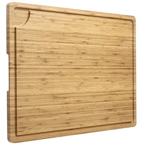 30 Inch Extra Large Bamboo Cutting Board with Juice Groove and Handle Oversized Stove Top Cover and Serving Platter - 1 of 4