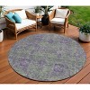 Fern Green And Purple Oriental Washable Indoor Outdoor Area Rug - 2 of 4