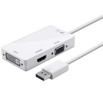 Monoprice DisplayPort 1.2a to 4K HDMI, Dual Link DVI, and VGA Passive Adapter, White