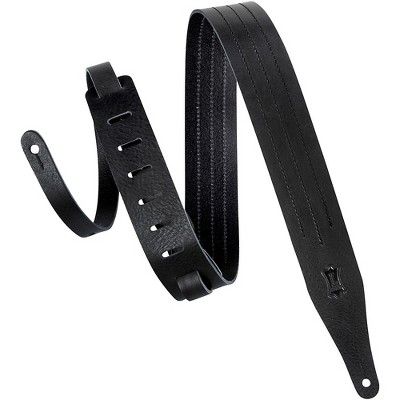 Levy's MV217TS-BLK_BLK 2" Wide Black Veg-tan Leather Guitar Strap