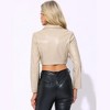 INSPIRE CHIC Women's Faux Leather One Button Lapel Collar Cropped Moto PU Jackets - 3 of 4