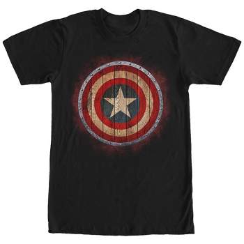 Men's Marvel Captain America Shield Wood Print T-Shirt