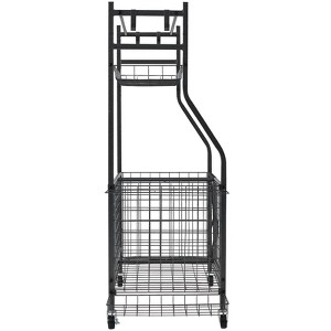 VEVOR Sports Equipment Garage Organizer, Rolling Ball Storage Cart on Wheels, Basketball Rack with Baskets & Hooks, Indoor/Outdoor Sports Gear,Black - 1 of 4